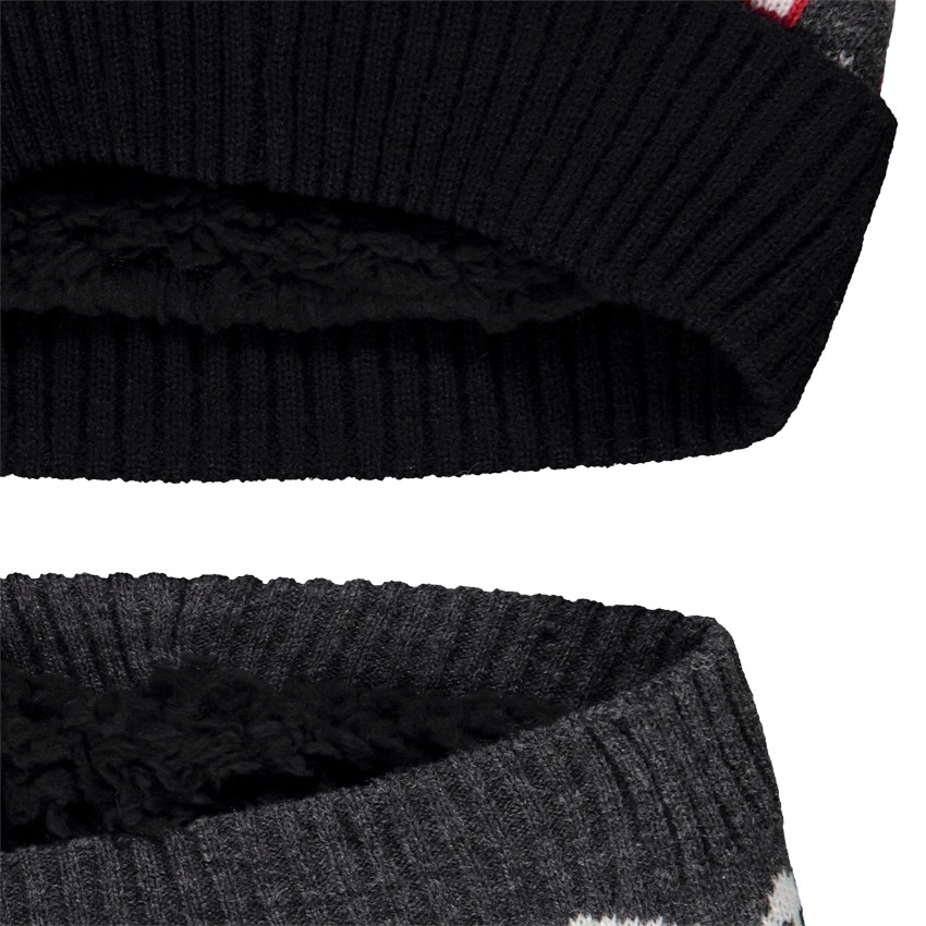 Conjunto de gorro y bufanda de punto acanalado estampado para niño 