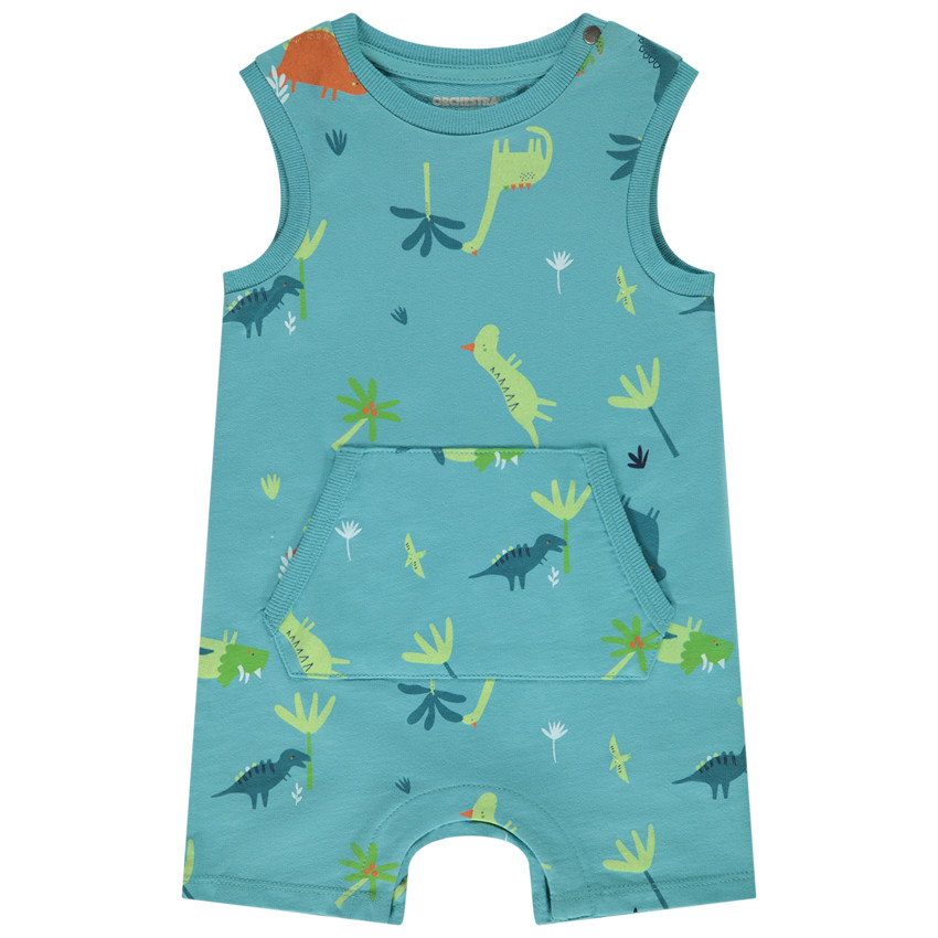 Combinaison courte en maille imprimé dinosaures pour bébé garçon 