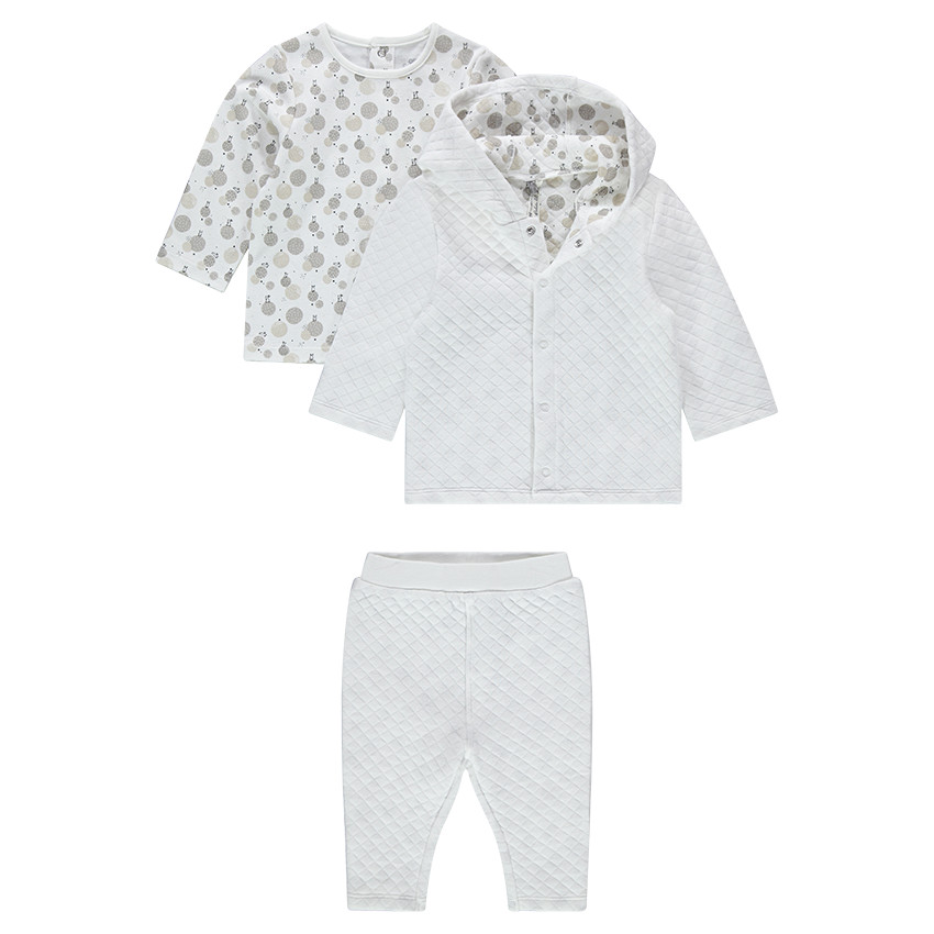 Conjunto de 3 piezas con chaqueta, camiseta estampada y pantalón 