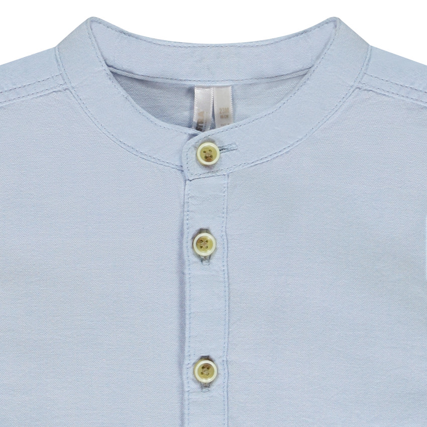 Camisa de manga larga unicolor con cuello mao para bebé niño 