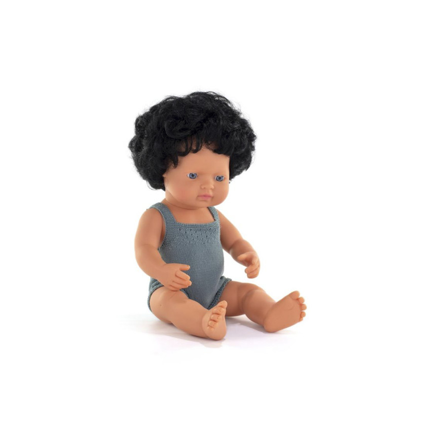 Muñeco Miniland Dolls 38cm Colourful Edition Caucásico de pelo rizado. 