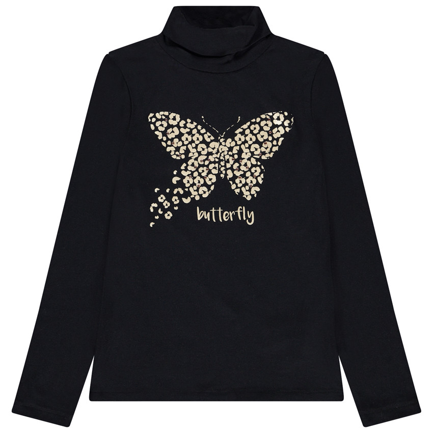 Pelele de niña con estampado dorado de mariposa y strass 