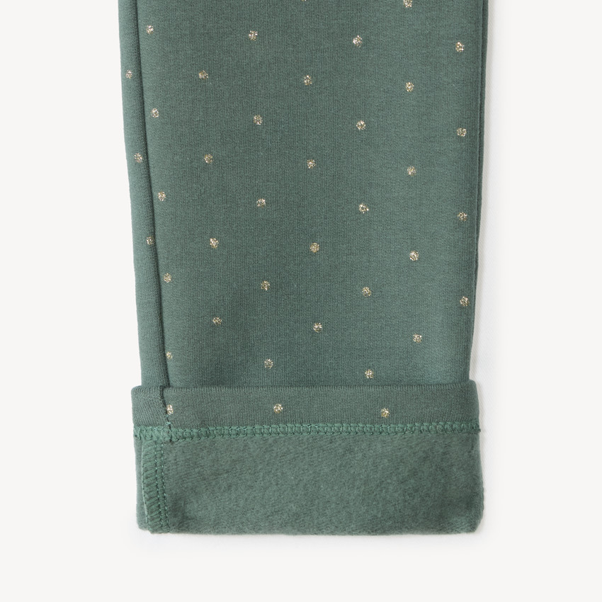 Pantalones skinny de felpa para niña con lunares dorados 