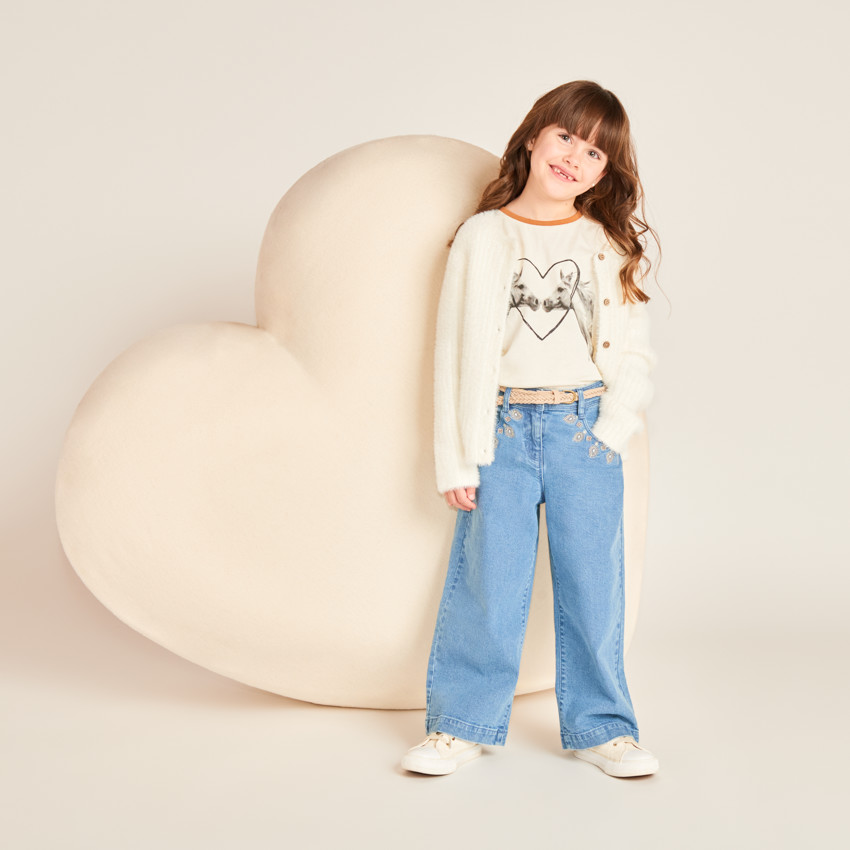 Chaleco de punto acanalado efecto peluche para niña 