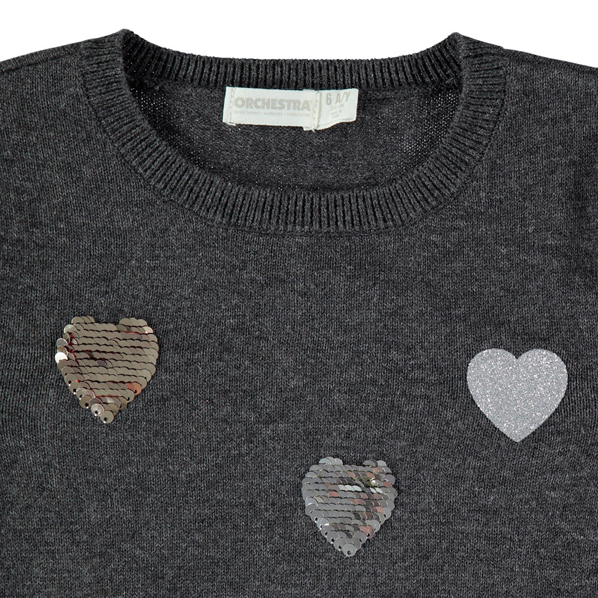 Pull en tricot avec coeurs en sequins  Additional Pull en tricot avec coeurs en sequins