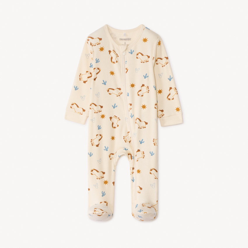 Pijama de canalé con estampado de caballos para bebé niño 