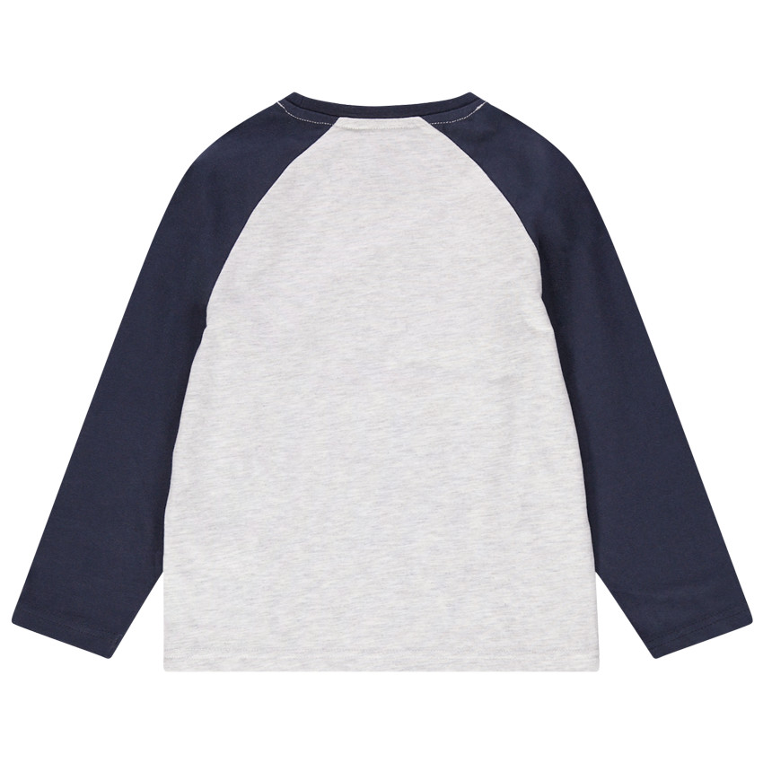 Camiseta de manga larga de punto bicolor con skateboard estampado 