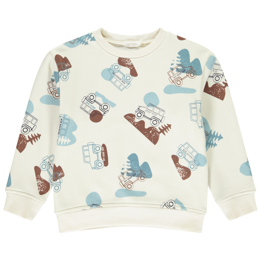Sudadera de felpa con estampado de coche para niño 