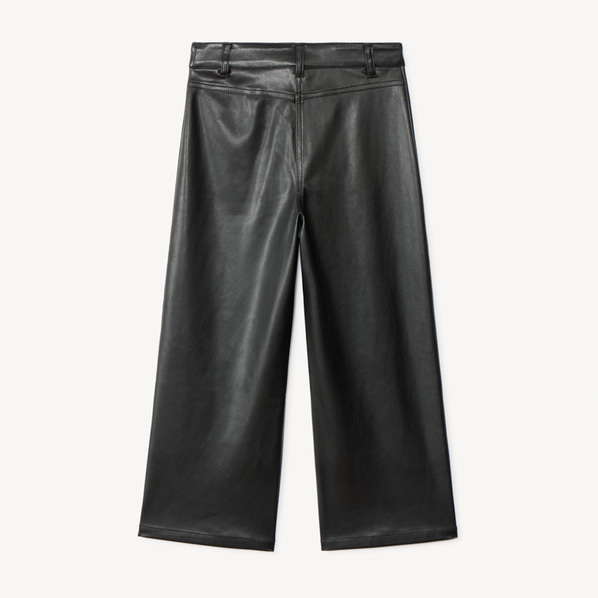 Pantalón liso negro de polipiel para niña 
