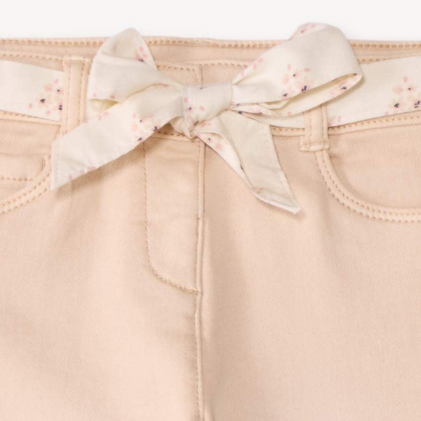 Pantalón slim para bebé niña con cinturilla de tela 