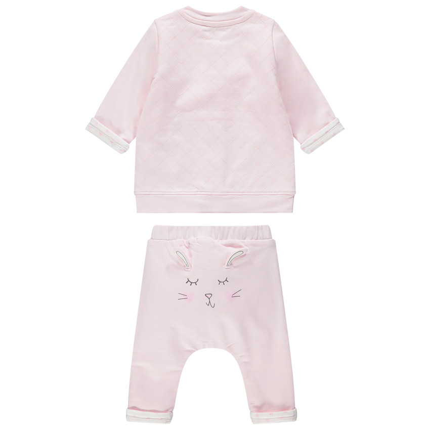 Conjunto con chaleco con cremallera y cruces y pantalón con conejo estampado por detrás 