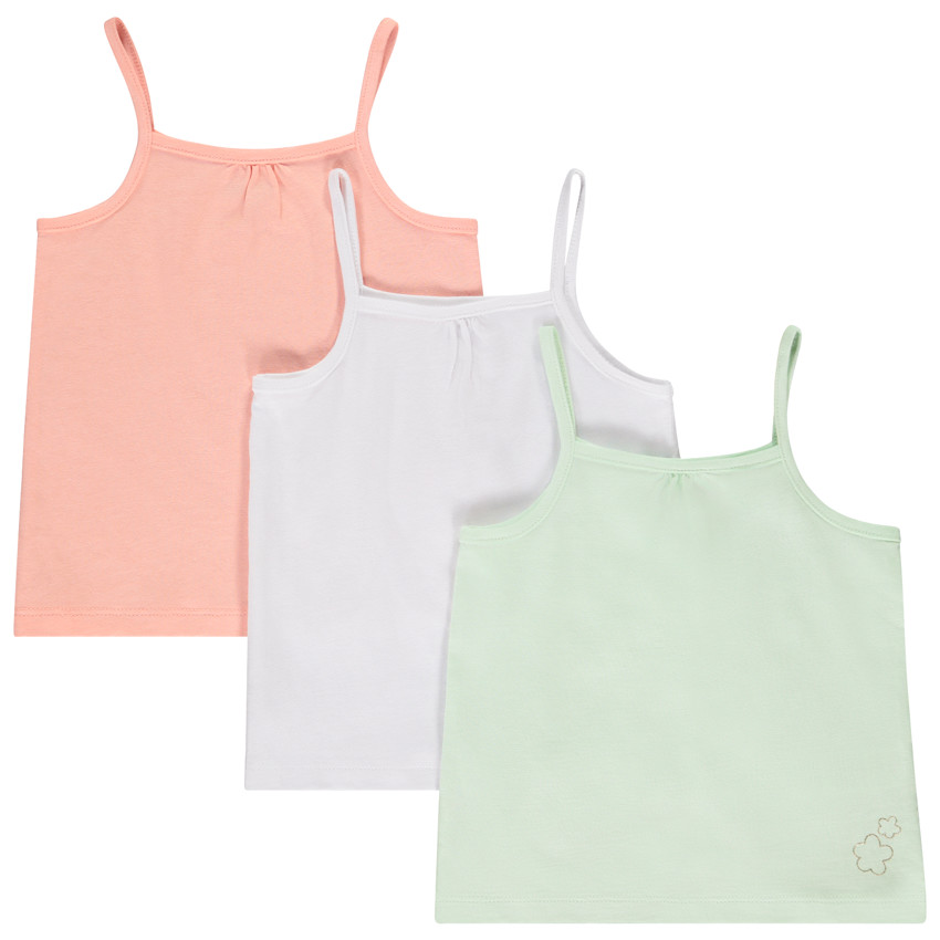 Pack de 3 camisetas sin mangas lisas para niña bebé 