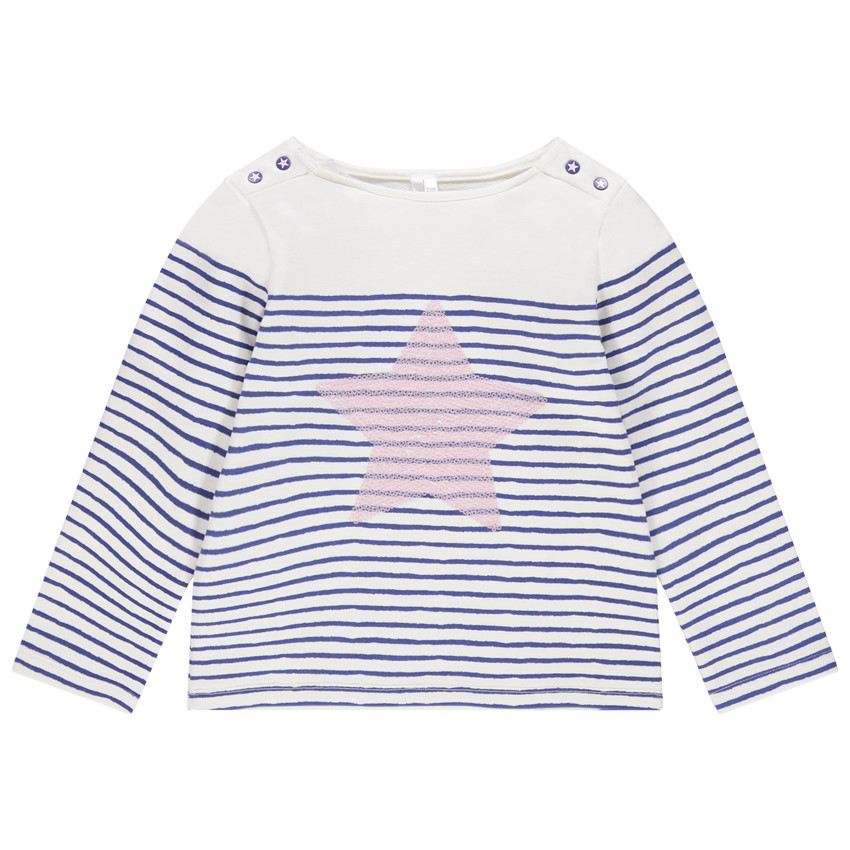 Marinera de rayas que contrastan y estrellas de lentejuelas rosas 