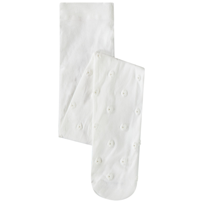 Medias finas con motivo floral en relieve y purpurina para niña 