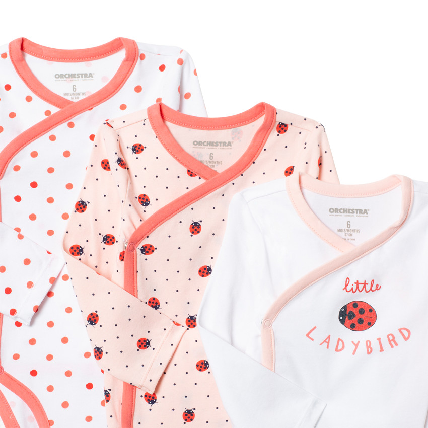 Pack de 3 bodies manga larga motivo mariquita 