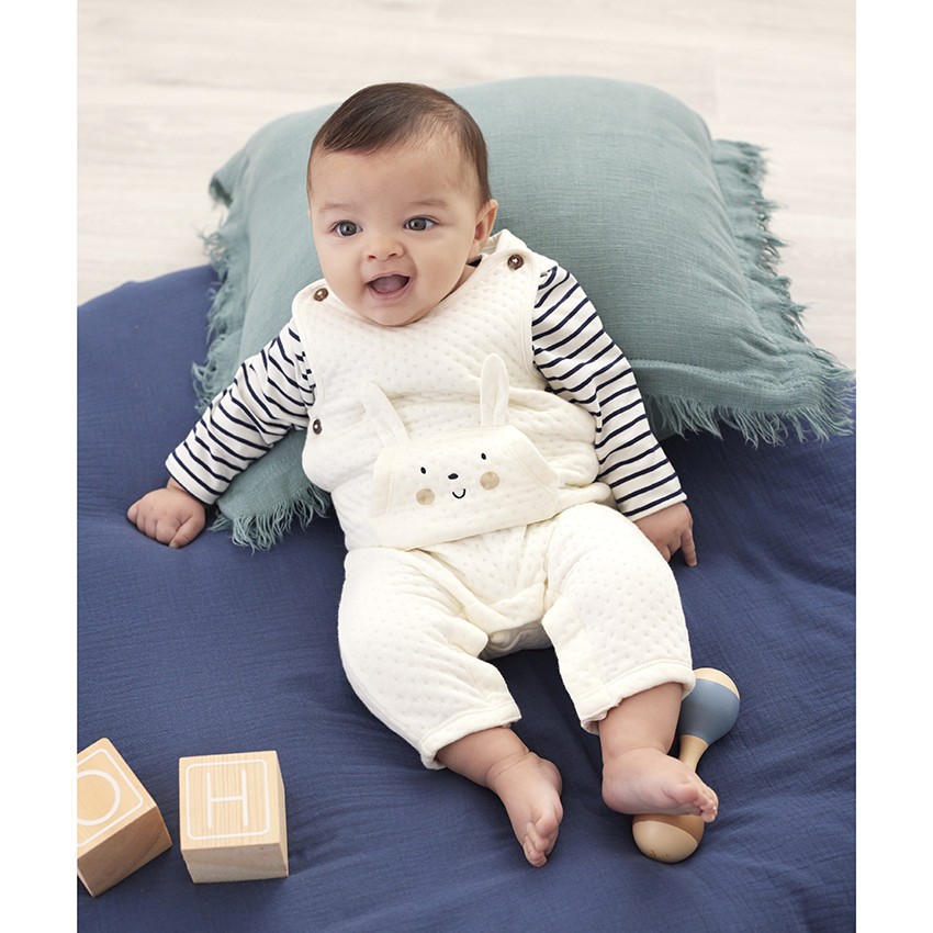 Conjunto de felpa con tirantes y camiseta de rayas para bebé  Additional Conjunto de felpa con tirantes y camiseta de rayas para bebé