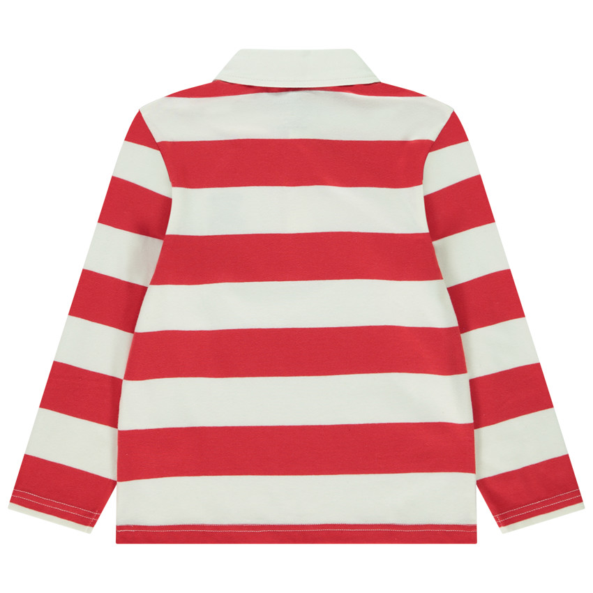 Polo a rayas con bordado de balón de baloncesto para niño 