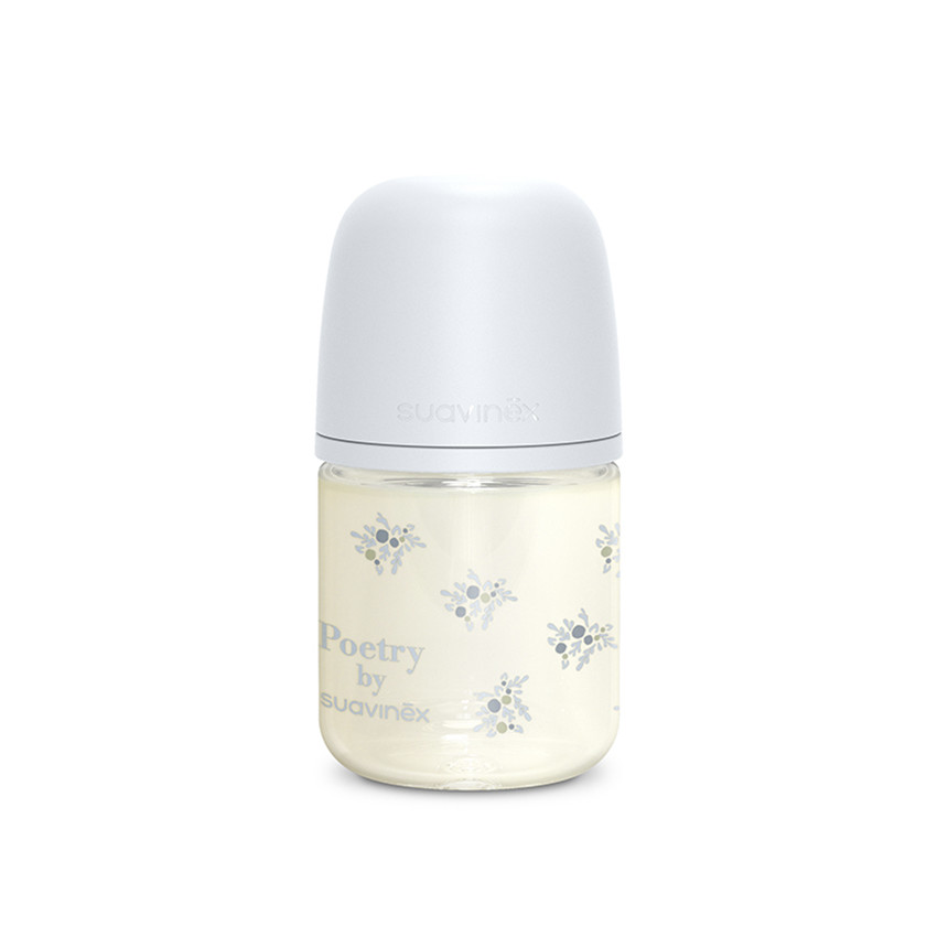 Biberón de vidrio con tetina fisiológica SX Pro S 120ml Poetry azul 