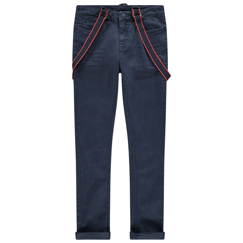 Júnior - Vaqueros efecto desgastado con tirantes elásticos desmontables 