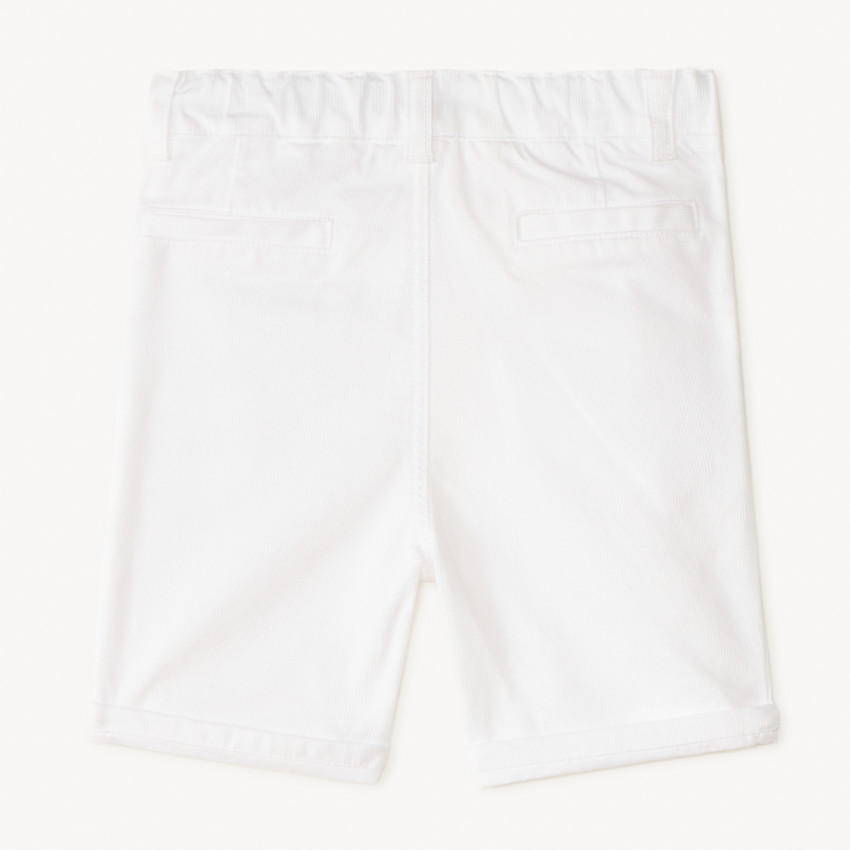 Bermuda de estilo chino con finas rayas tono sobre tono para bebé niño. 