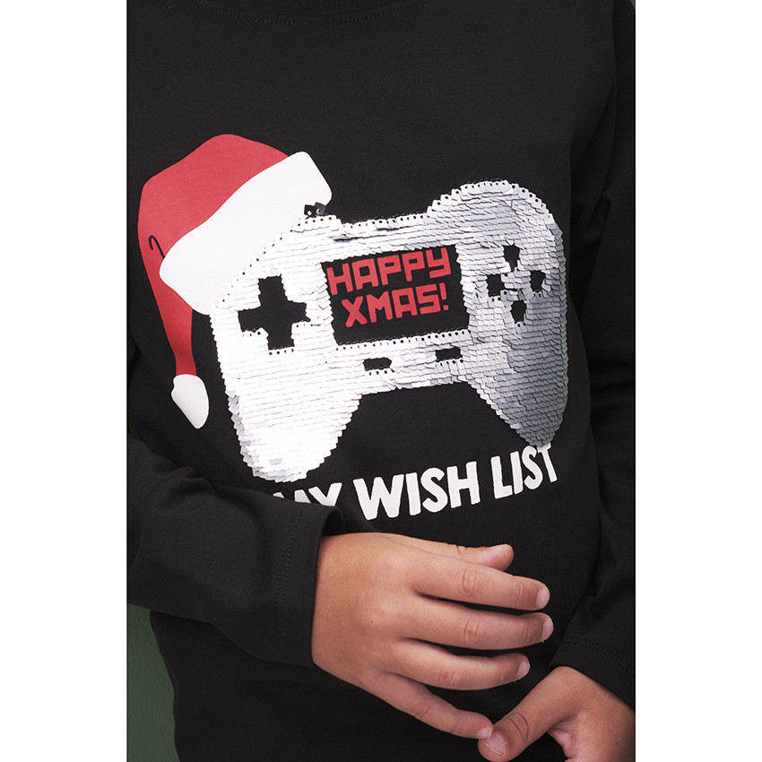 Camiseta de manga larga de Papá Noel con lentejuelas mágicas 