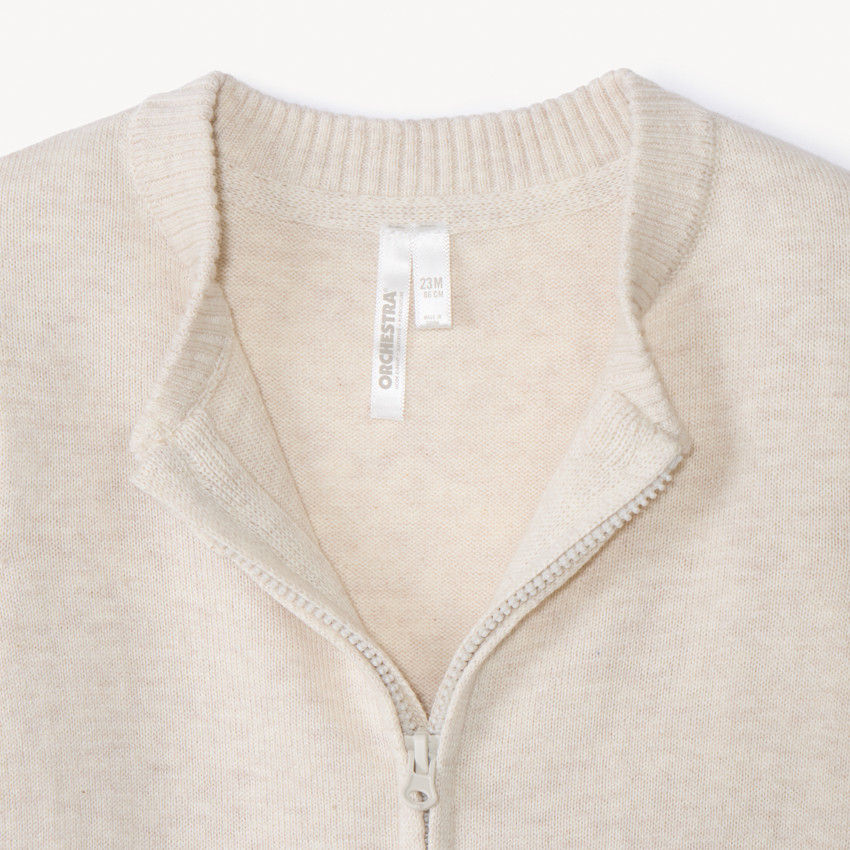 Chaqueta de punto lisa con cuello teddy para bebé niño 