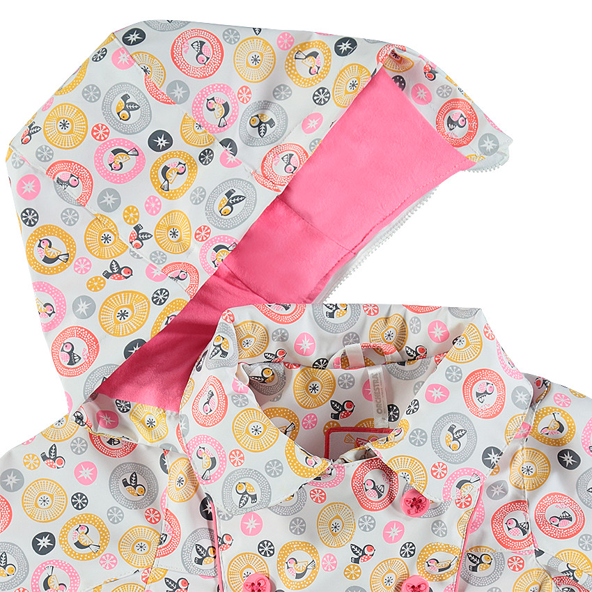 Cortavientos de goma con estampado all over y capucha desmontable 