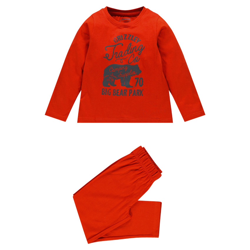 Pijama de tejido de punto con inscripciones con estampados con osos 