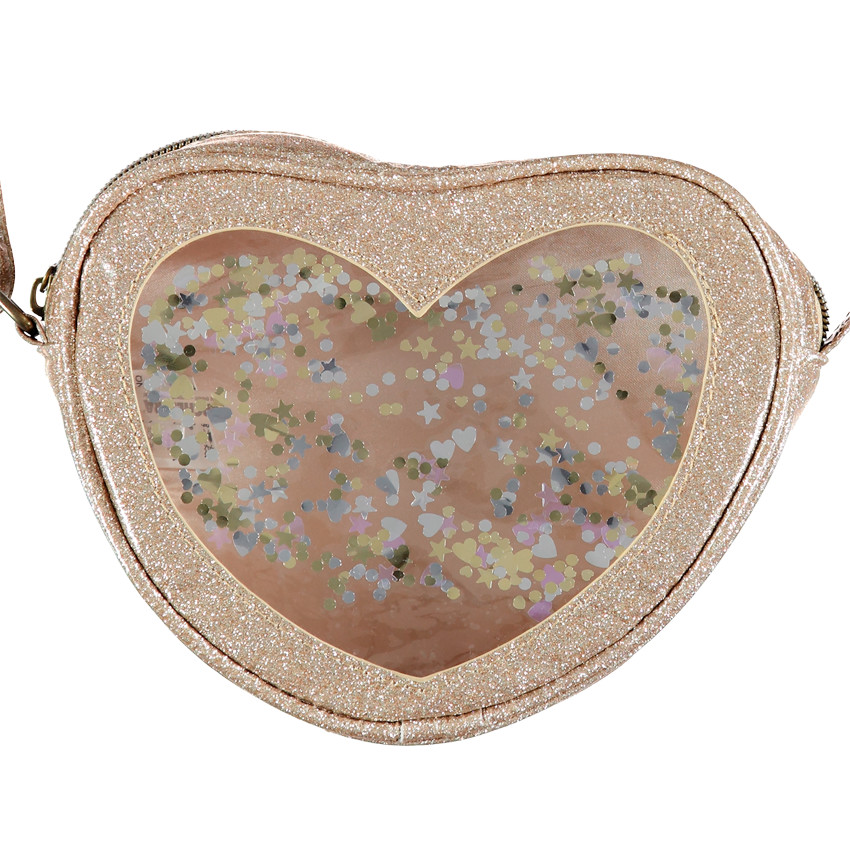 Bolso bandolera en forma de corazón con purpurina 