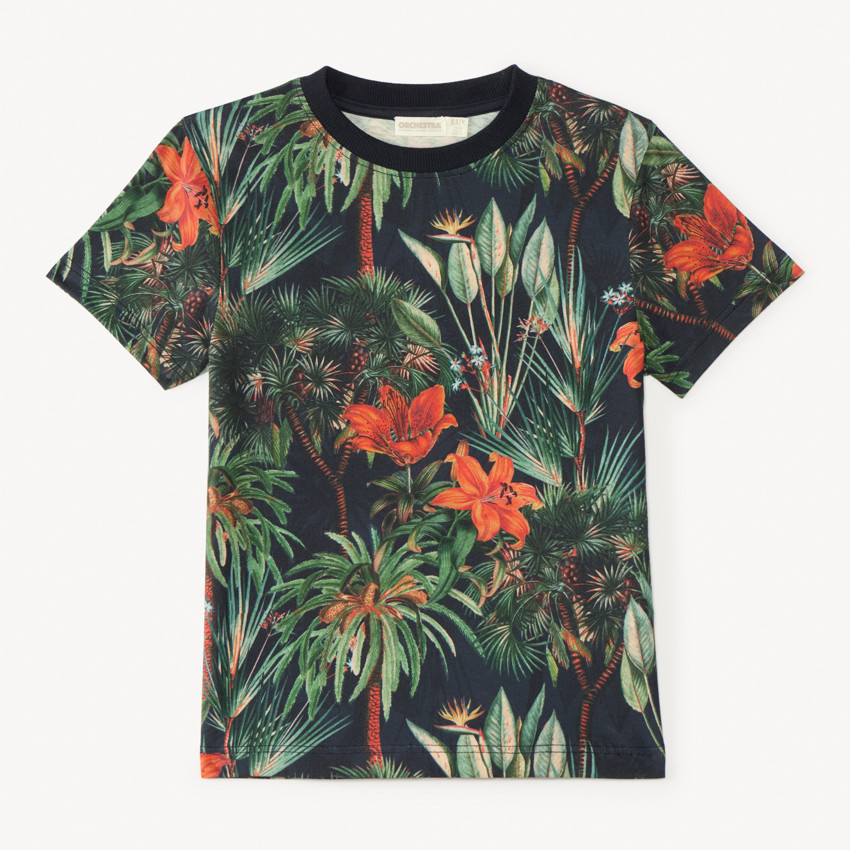 Camiseta de manga corta con estampado de naturaleza para niño 