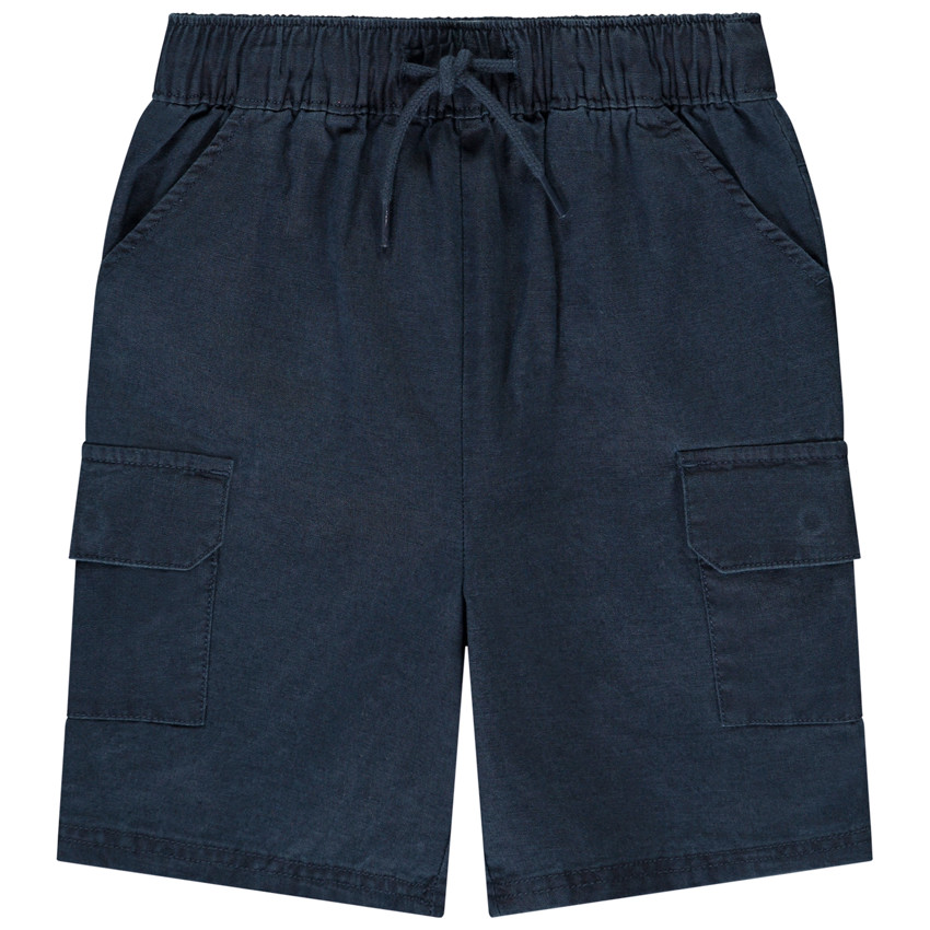 Bermudas unicolor con bolsillos tipo cargo para bebé niño 