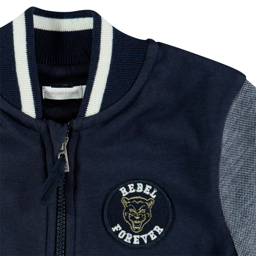 Jogging en molleton avec veste style teddy et pantalon à bandes 