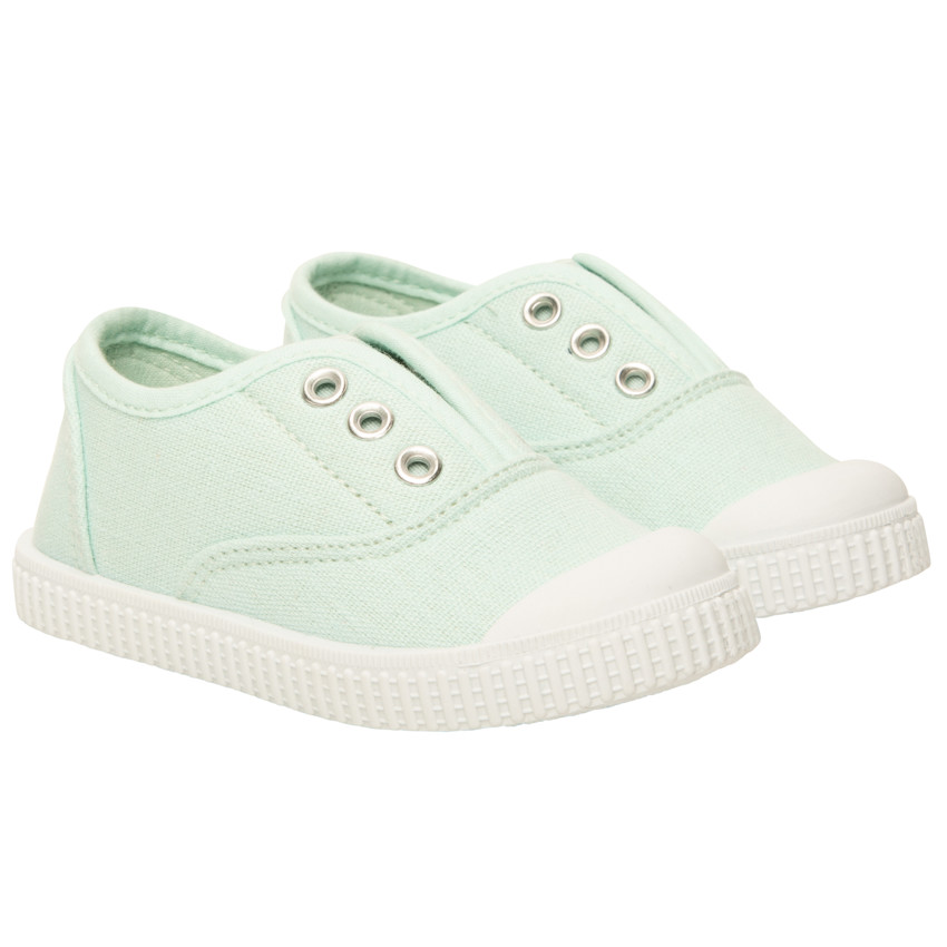 Zapatillas bajas de lona con lengüeta elástica para bebé niña 