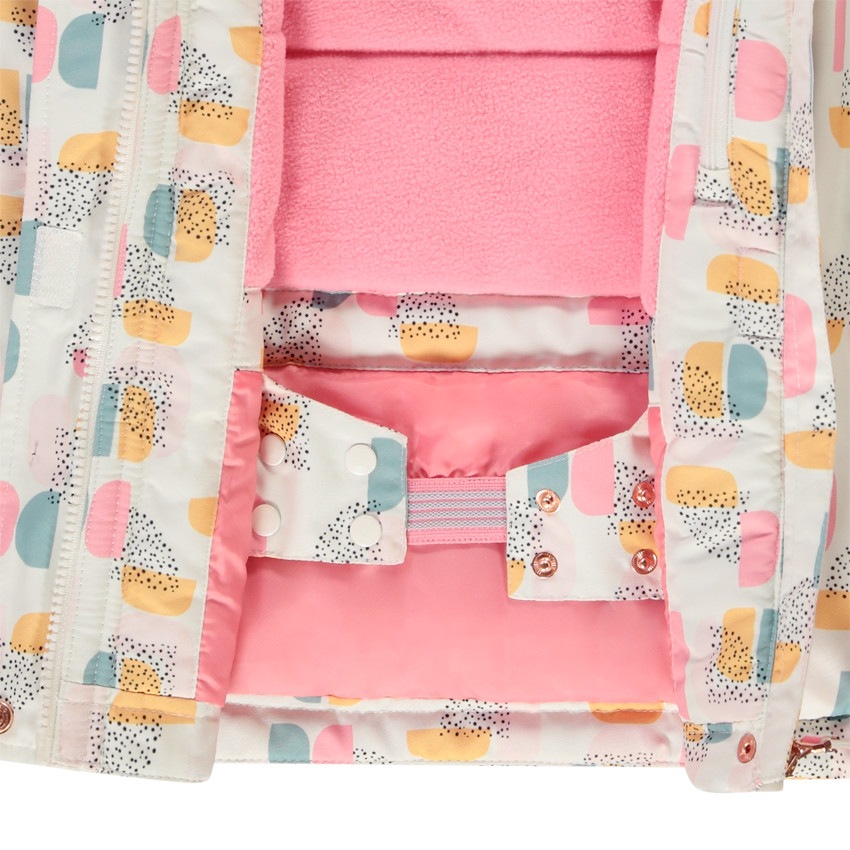 Blouson de ski à capuche amovible et imprimé graphique pour fille 