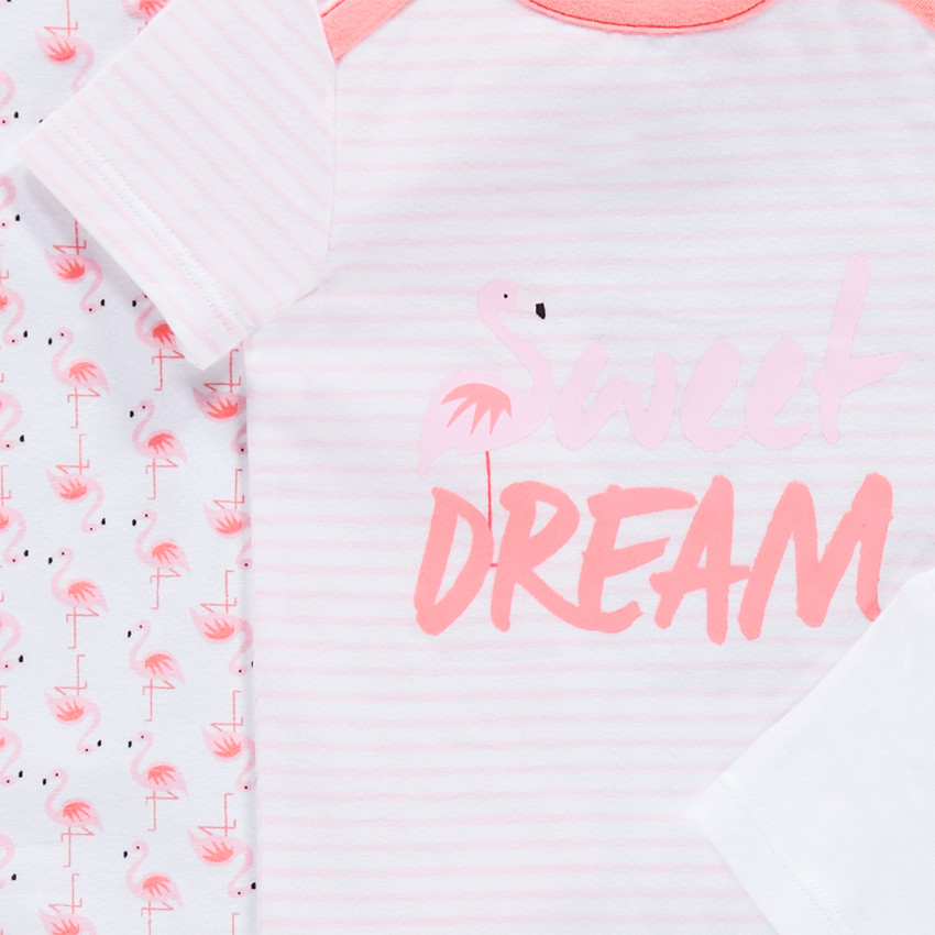 Pack de 2 bodies de manga corta de punto con flamencos rosas estampados 