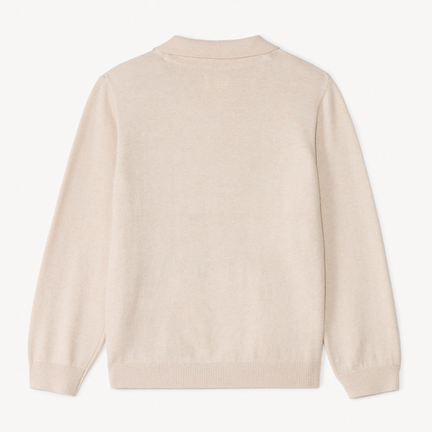 Suéter de punto trenzado de manga larga en color liso para niño. 