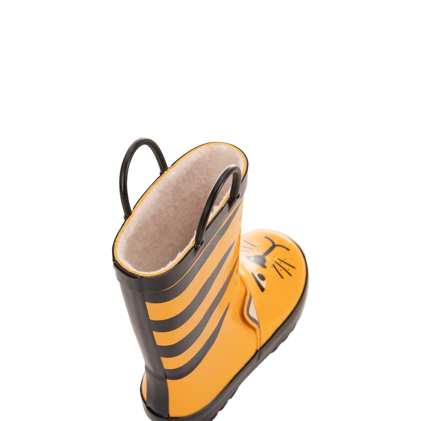Botas de lluvia de goma con diseño de tigre y detalles divertidos para niño 