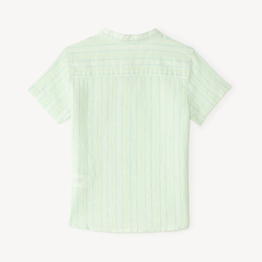 Camisa de rayas de manga corta y cuello mao para bebé niño 