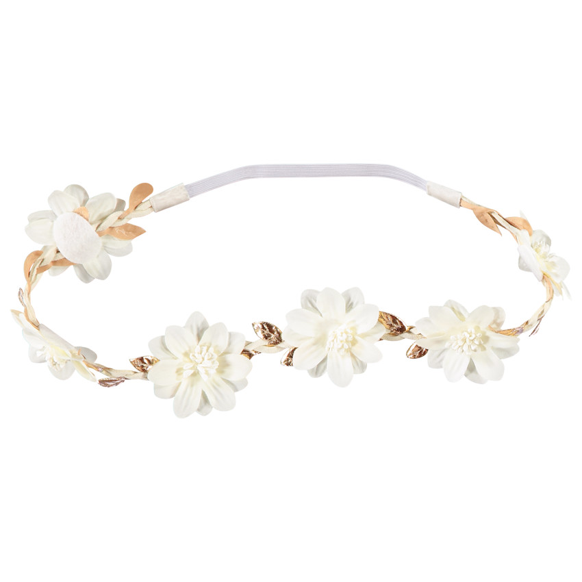 Diadema efecto corona de flores 3D para niña 