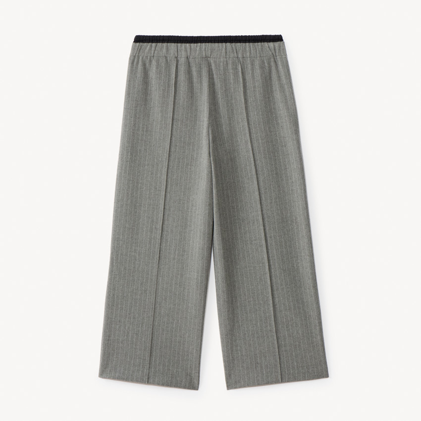 Pantalón ancho de rayas con efecto doble cintura niña 