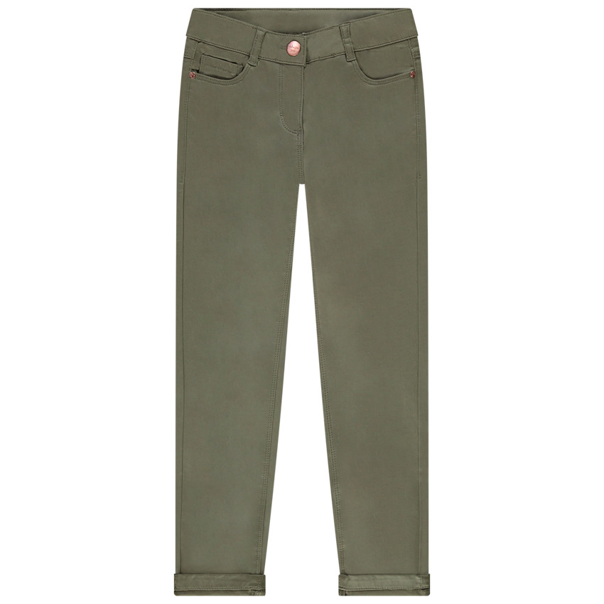 Pantalón slim en sarga lisa niña 