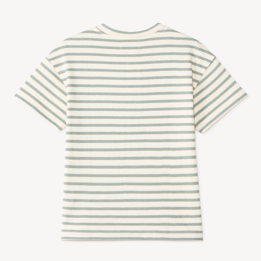 Camiseta de manga corta con cuello tipo tunecino a rayas para niño 