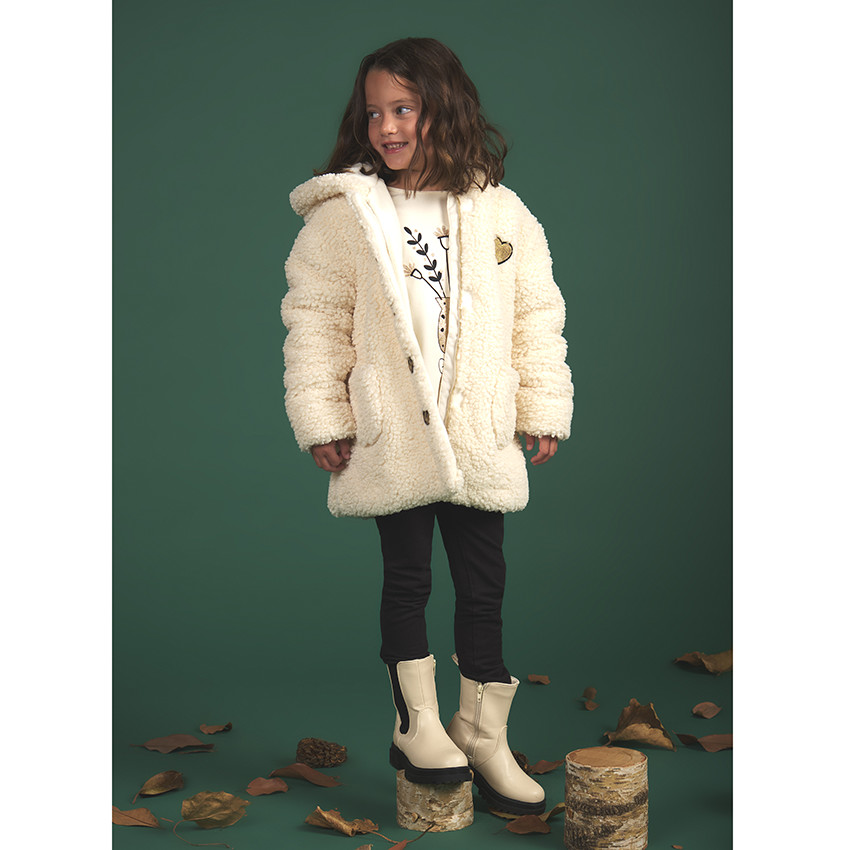 Camiseta de manga larga de punto con estampado de gato para niña 