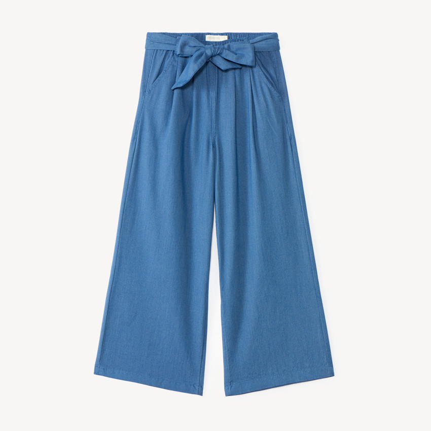 Pantalón de niña de tela amplia y lisa 