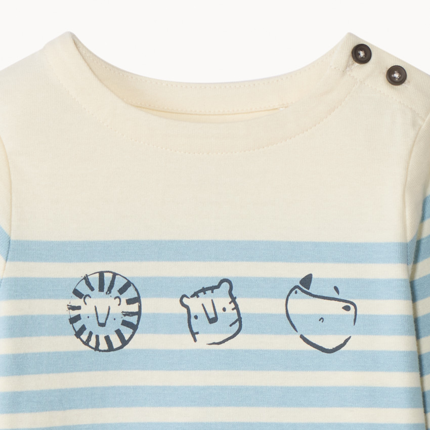 Camiseta marinera gruesa con estampado de animales para bebé niño 