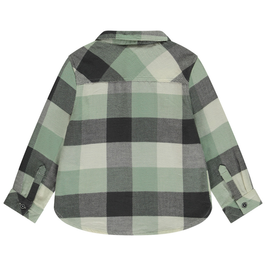 Camisa de cuadros de manga larga con bolsillo para niño 