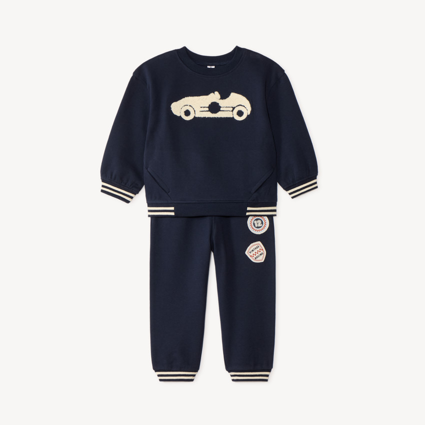 Conjunto de chándal para bebé niño con bordado de coche. 