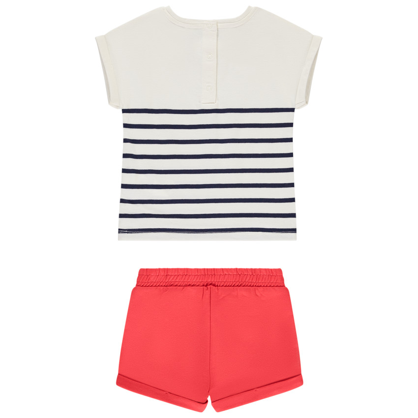 Conjunto corto de 2 piezas con camiseta rayada para bebé niña 