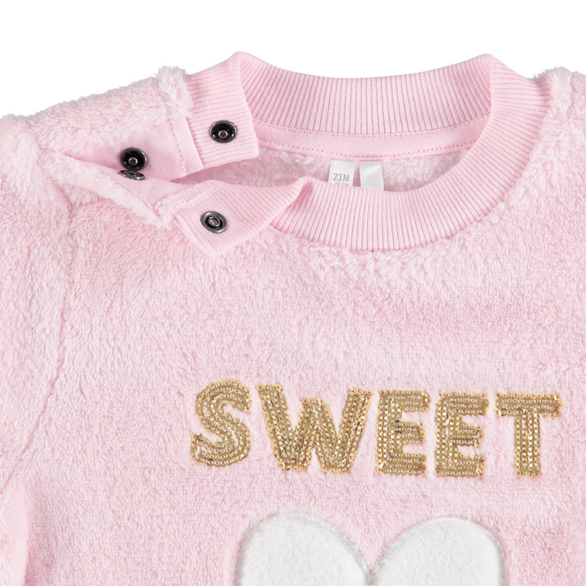 Sudadera de borreguillo rosa con mensaje de lentejuelas doradas  Additional Sudadera de borreguillo rosa con mensaje de lentejuelas doradas