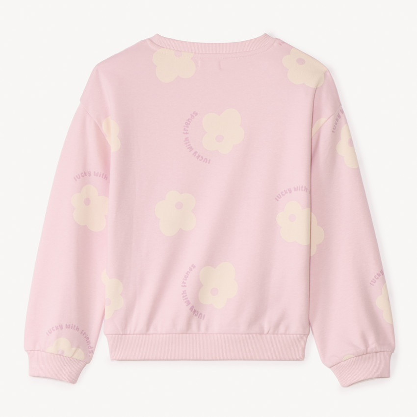 Sudadera oversize de felpa con estampado de flores para niña 